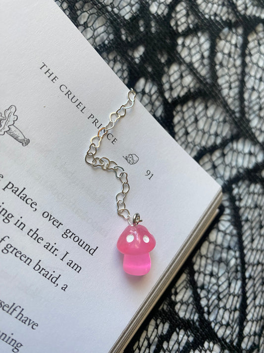 Pink Heart Mushroom Bookmark